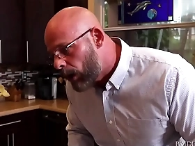 Gay stepson found out stepdad's secret and got by on the kitchen